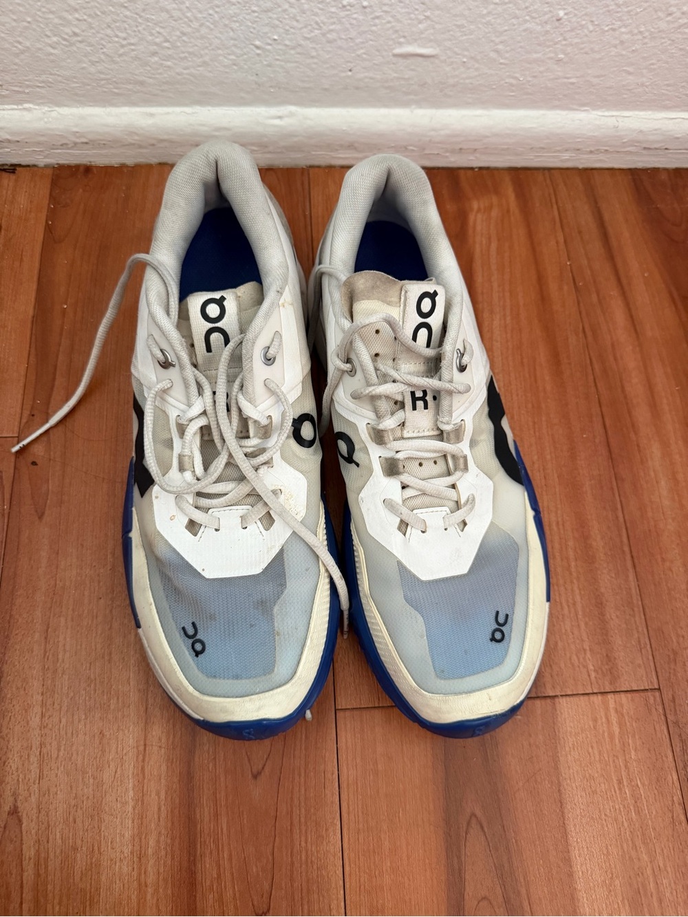 On Running Men's White and Blue Athletic Shoes